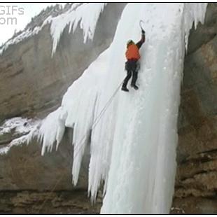 Ice climber fall