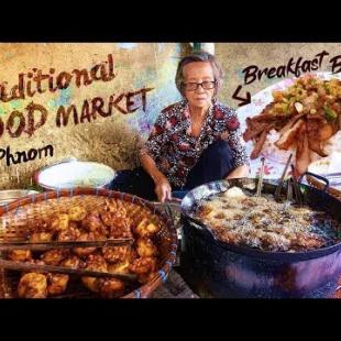 Cambodian BREAKFAST BBQ & Traditional FOOD MARKET in Phnom Penh