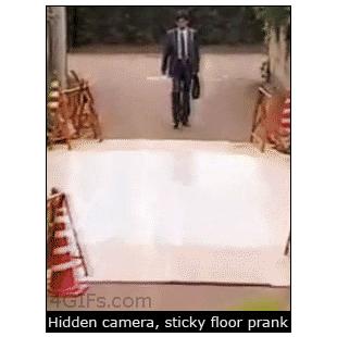 Sticky-floor-prank