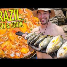 Catch & Cook BRAZILIAN FOOD on a Desert Island 🇧🇷 Fisherman Seafood Rice in Brazil!