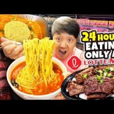 Eating ONLY KOREAN GROCERY STORE FOOD for 24 Hours! Lotte Mart FOOD TOUR