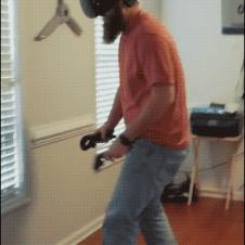 A guy slips and falls while engaged in virtual reality.