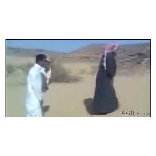 An Islamic man praying is pranked