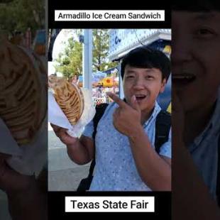 Trying the DEEP FRIED "Armadillo Ice Cream Sandwich" 🦔🍦 at Texas State Fair! #shorts