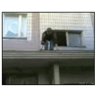 Balcony parkour faceplant