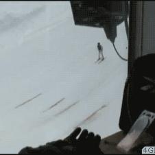 Skiing flip punch front landing