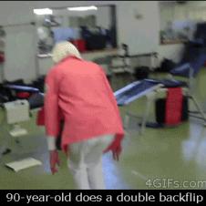 90세 노인의 더블 백플립