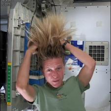 Washing hair in space