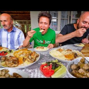 Beef Dolma + Rice Pilaf!! UNSEEN VILLAGE FOOD in Eurasia (2 Hour Hike For Food)!!