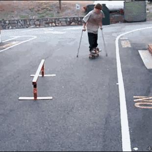 Crutches-skateboarder-win