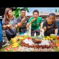 Boodle Fight!! VILLAGE FOOD in Philippines - Unforgettable Filipino Food!!