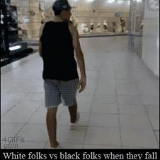 White folks vs black folks when they fall.