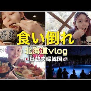 【日韓夫婦】北海道vlog.2!!レンタカー借りて海鮮丼・ソフトクリーム・牛乳・ピザ・ジンギスカン食べまくりの旅行！【モッパン】