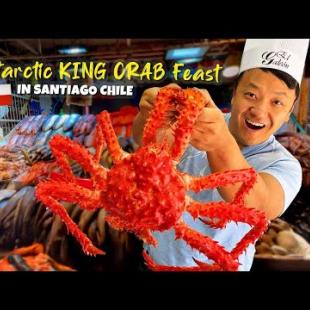 🦀 GIANT Antarctic KING CRAB & TRADITIONAL Market STREET FOOD Tour in Santiago Chile
