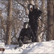 Riot-police-sledding